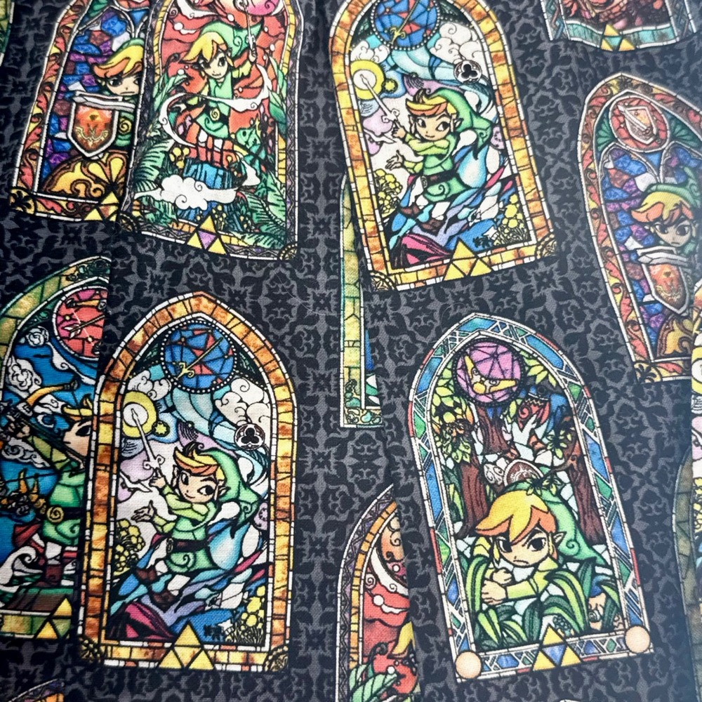 Handmade Legend of Zelda Stained Glass Link Pleated A-Line Skirt Zipper Back 32W - Picture 3 of 4